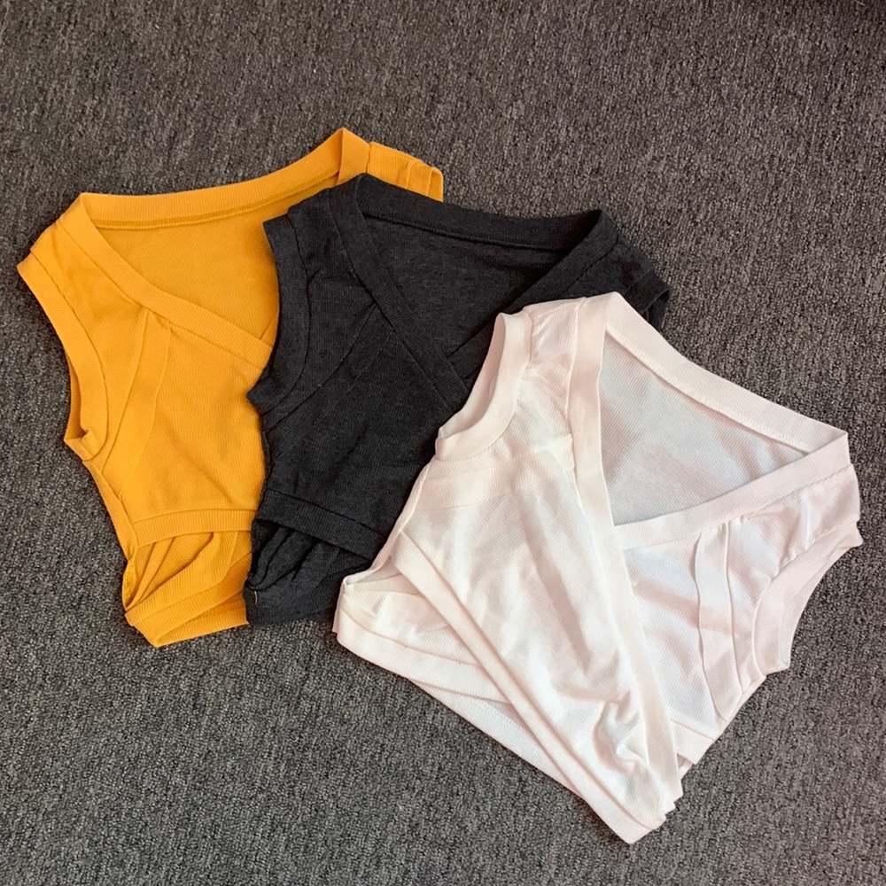Wrap-Front Cap Sleeve Midriff Top S New
